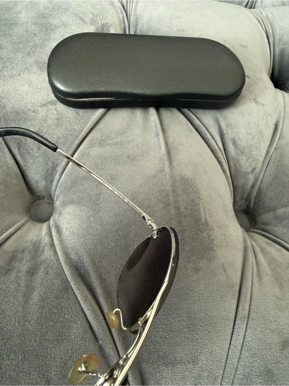Ray-Ban RB3449 Rimless Aviator Sunglasses Silver Gray Gradient 59mm w/ Case